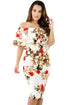 Floral Layered Ruffle Off Shoulder Midi Dress